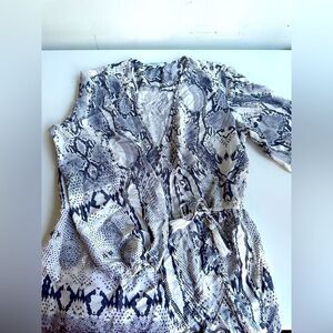Blue Island Aligator Print Wrap Shirt